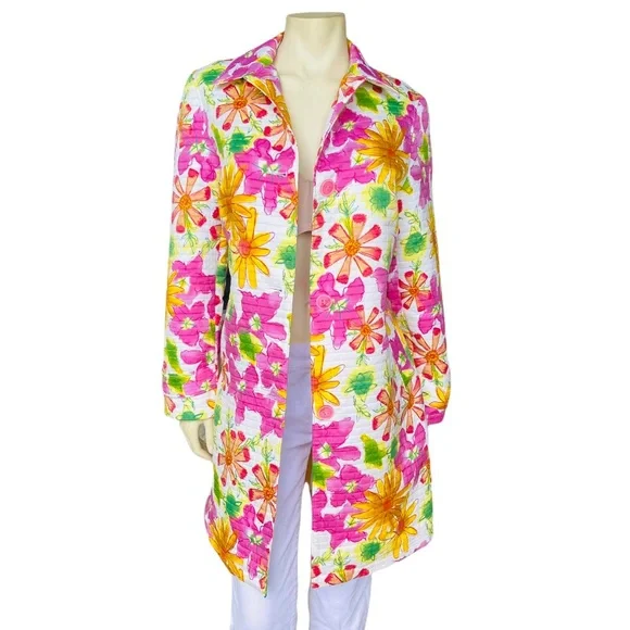 Harve Benard Floral Printed Fully Lined Buttoned Front Blazer Jacket - Picture 3 of 9